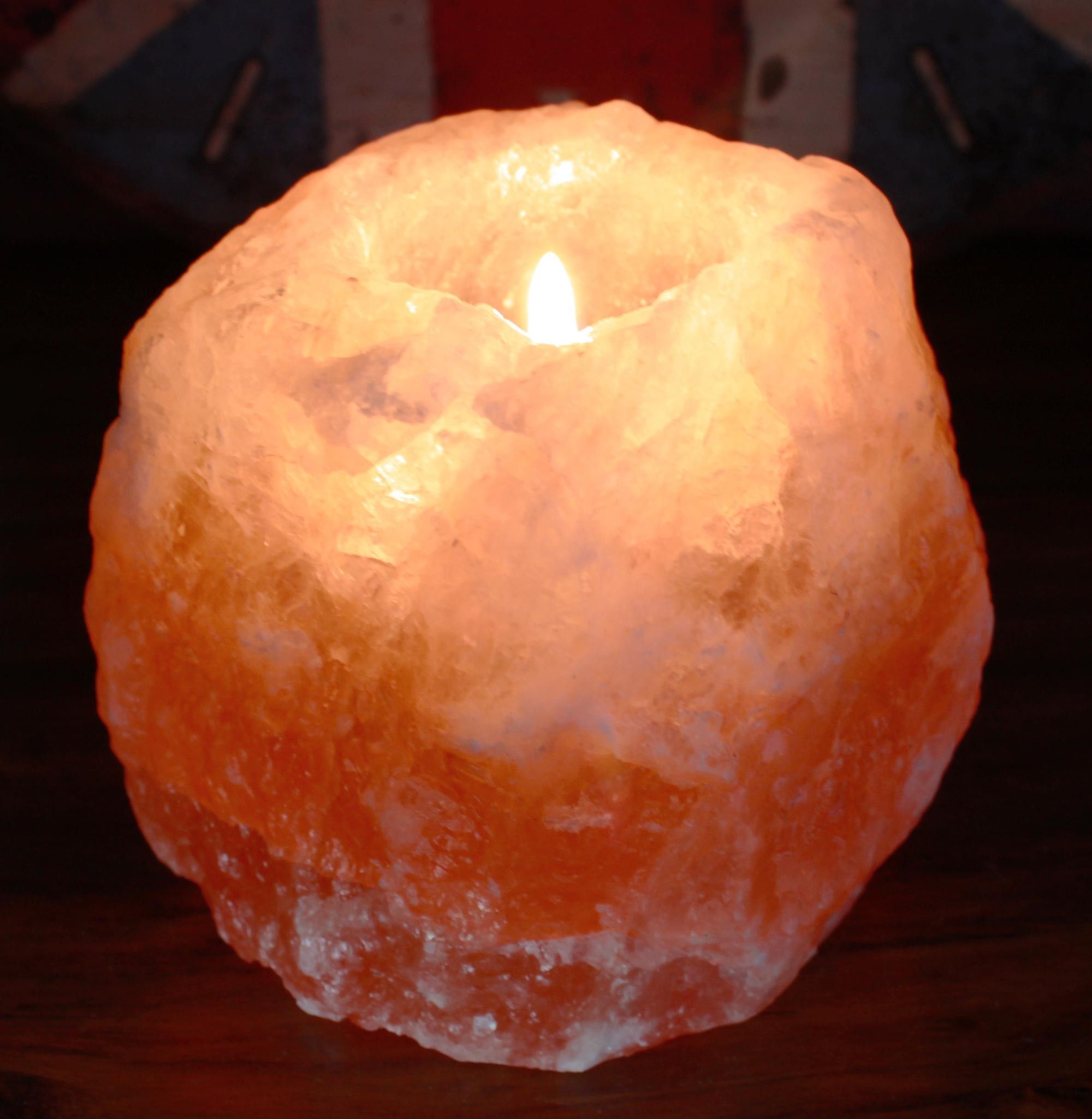 bougeoir sel himalaya allumé lumière douce zen
