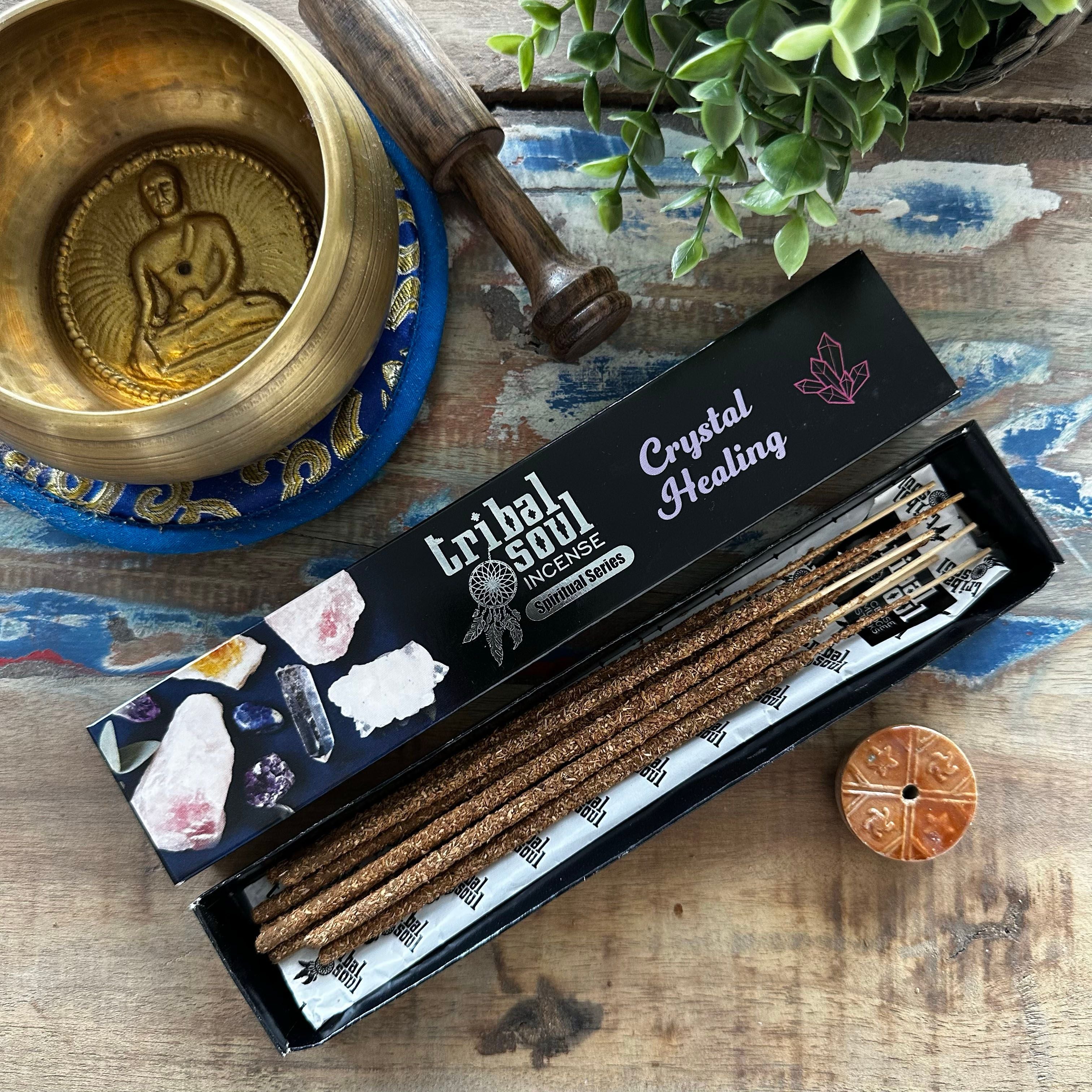 Bâtons d’encens Tribal Soul crystal healing guerison cristaux avec porte-encens en céramique, ambiance spirituelle