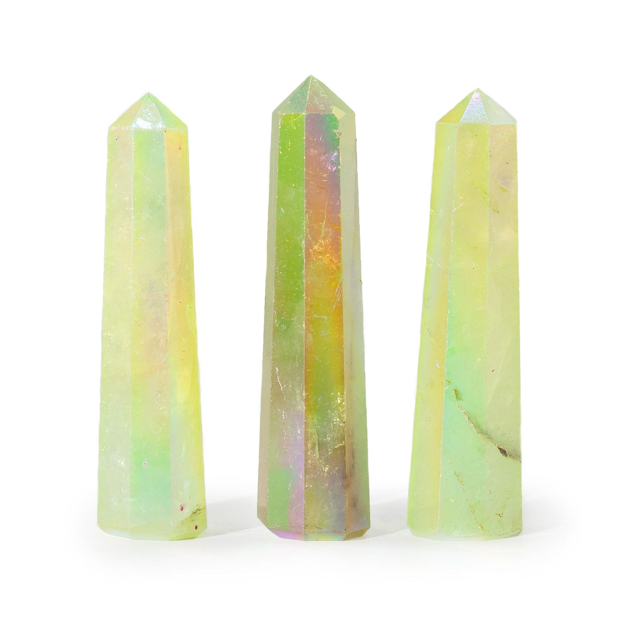 Obélisque Quartz Aurora | Vert Pâle Irisé, Décoration Zen & Sérénité