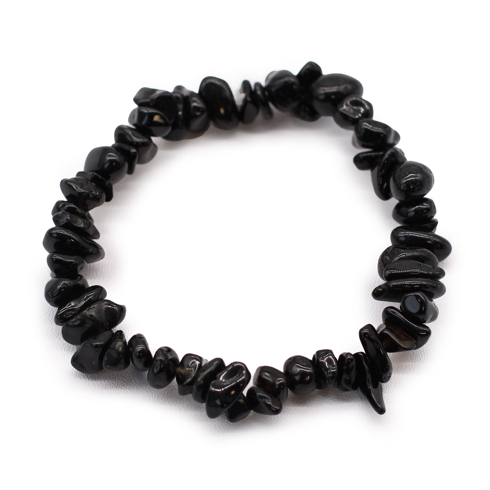 Bracelet en pierres naturelles d'agathe noire, bijou bien-être élastique