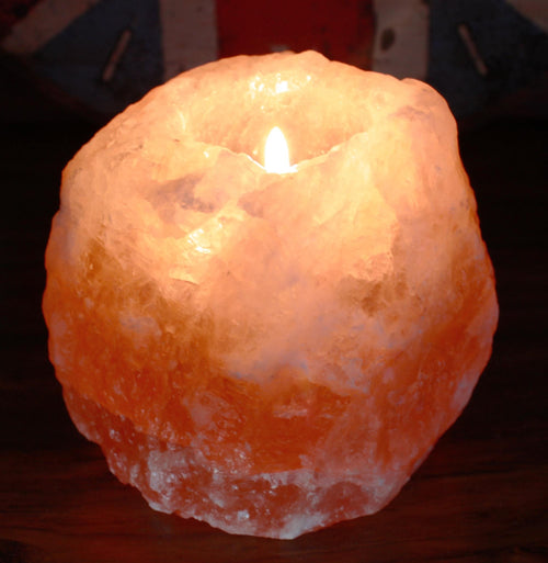 bougeoir sel himalaya allumé lumière douce zen