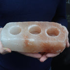 bougeoir sel himalaya clair 3 bougies pierre naturelle déco