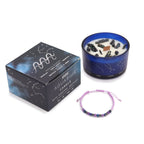 Bougie astrologique verseau avec cristaux et bracelet en pierres naturelles présentés en coffret cadeau