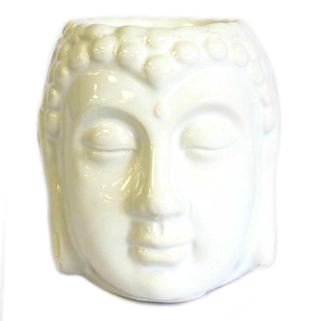 Brûleur huiles essentielles Bouddha blanc en céramique, diffuseur zen décoration épurée
