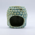 Arrière du brûleur Bouddha bleu avec ouverture pour bougie chauffe-plat diffusion huiles essentielles