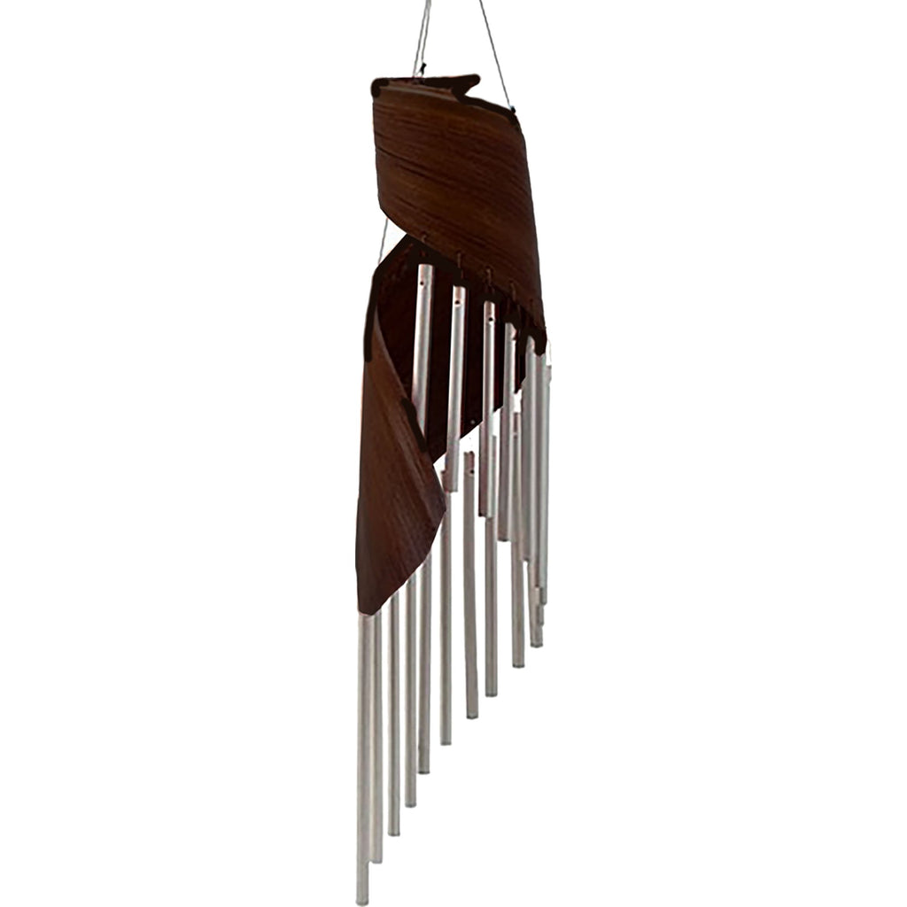 Carillon en feuille de coco chocolat fait main à Bali, décoration naturelle zen pour intérieur et extérieur
