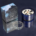 Coffret cancer avec bougie parfumée aux cristaux et bracelet en pierres naturelles, cadeau astrologique bien-être
