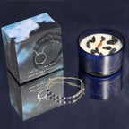 Coffret taureau avec bougie parfumée aux cristaux et bracelet en pierres naturelles, cadeau astrologique bien-être