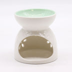 brûleur à huile blanc en céramique avec ouverture pour bougie chauffe plat et réservoir pour huiles parfumées