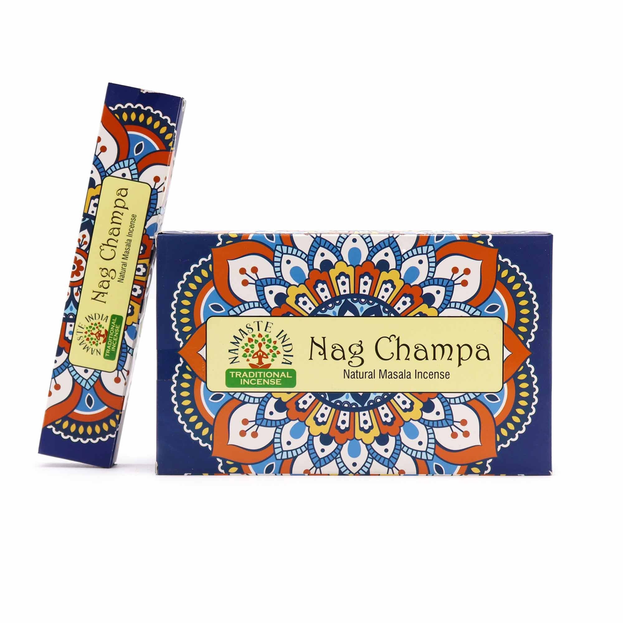 Boîte d’encens Namaste Mandala rnag champa avec bâtonnets naturels, parfum apaisant pour relaxation et méditation