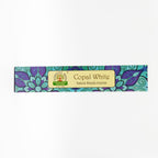 Étui encens copal blanc design mandala coloré parfum oriental et boisé