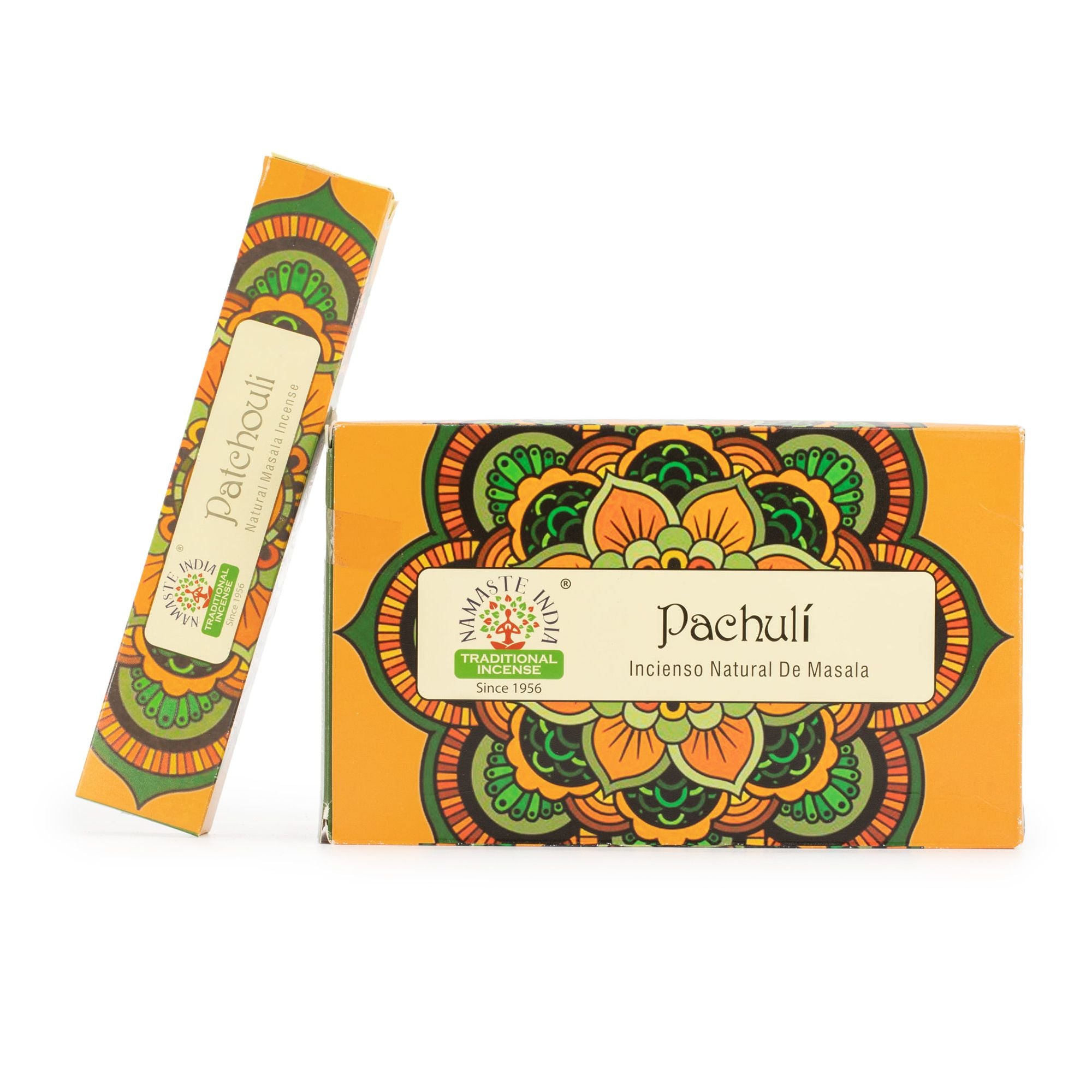 Boîte encens patchouli Namaste Mandala avec étui coloré style mandala