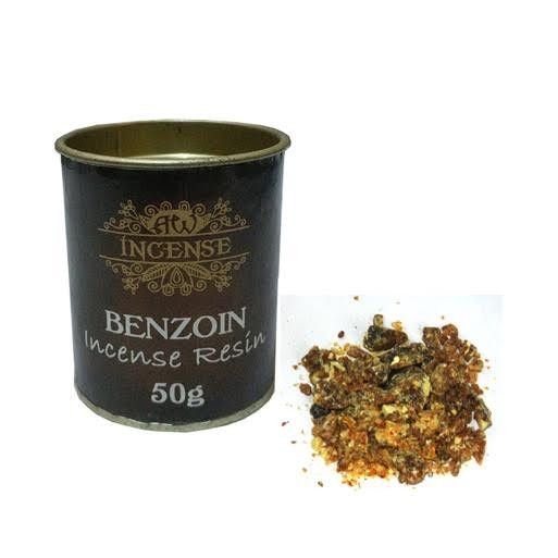 Grains de résine benjoin avec pot 50g pour encens sur charbon et purification énergétique