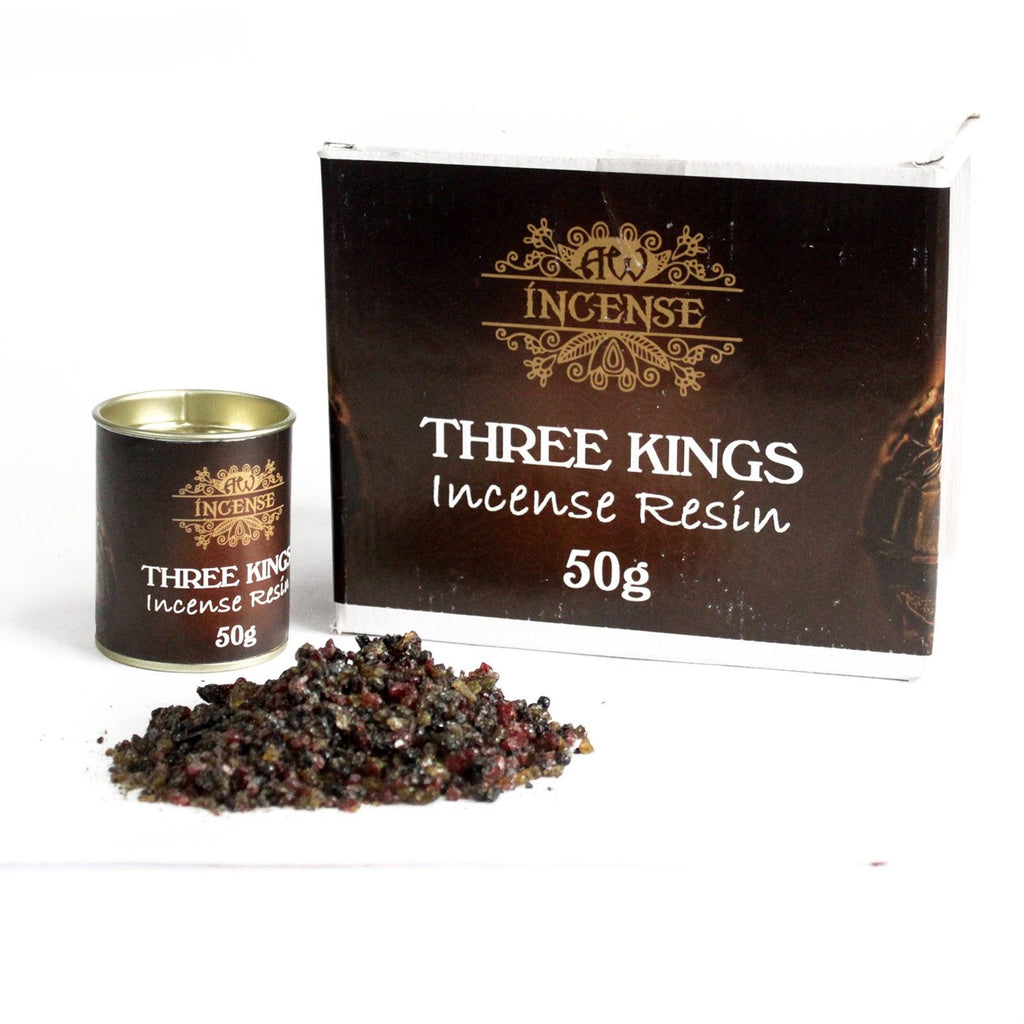 Résine d’encens three kings 50g avec boîte et grains naturels pour purification et rituel spirituel