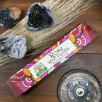 Encens rose vanille Namaste Mandala avec pierres et porte-encens, ambiance naturelle relaxante