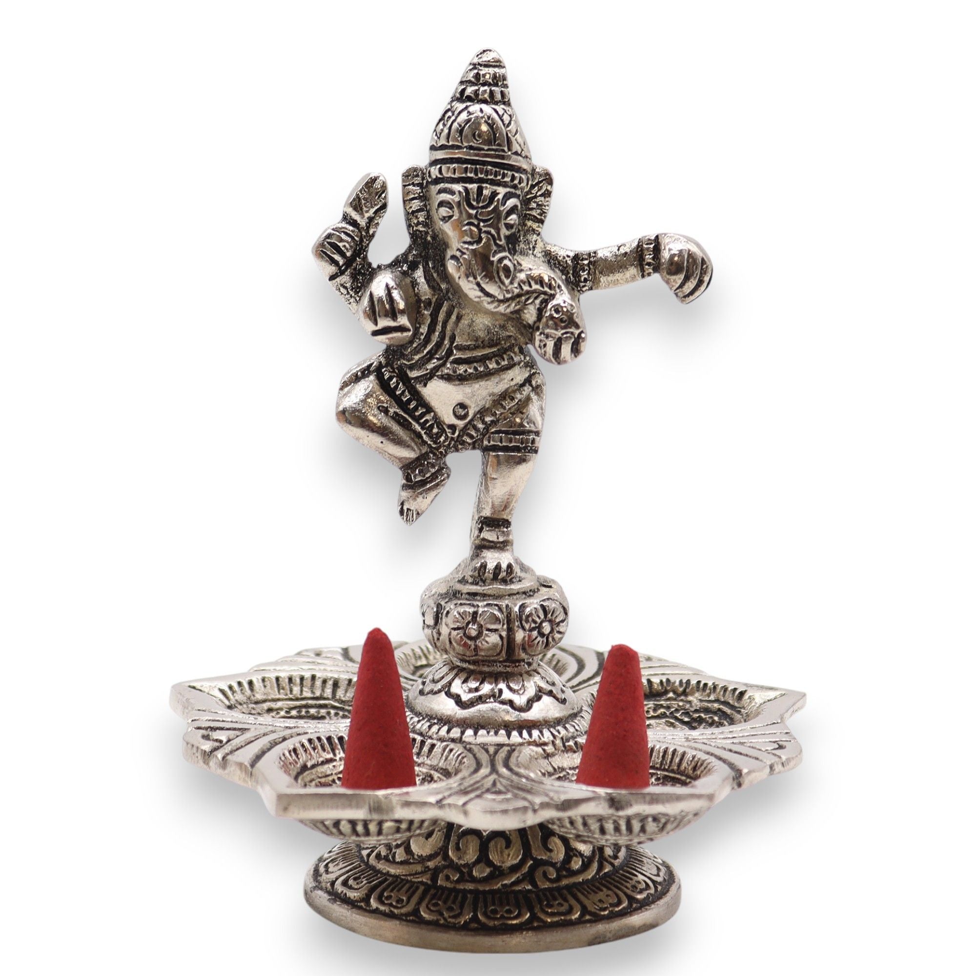 porte-encens ganesha dansant avec cônes rouges diffusant une atmosphère zen et relaxante