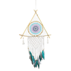 Attrape-Rêves Macramé Pyramide | Blanc & Turquoise, Fait Main