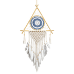 Atrapasueños Protector - Pirámide de Macramé Grande Blanco/Gris