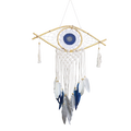 Attrape-Rêves Macramé Œil | Blanc, Bleu & Gris Apaisant