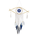 Attrape-Rêves Macramé Œil | Blanc, Bleu & Gris Apaisant