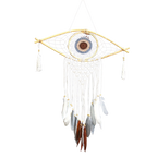 Attrape-Rêves Macramé Œil | Décoration Apaisante Blanc Gris Brun