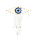 Atrapasueños de protección - Ojo turco grande de macramé azul/blanco/negro