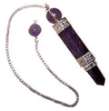 pendule triple en amethyste avec chaîne argentée utilisé pour la radiesthésie et le développement de l’intuition