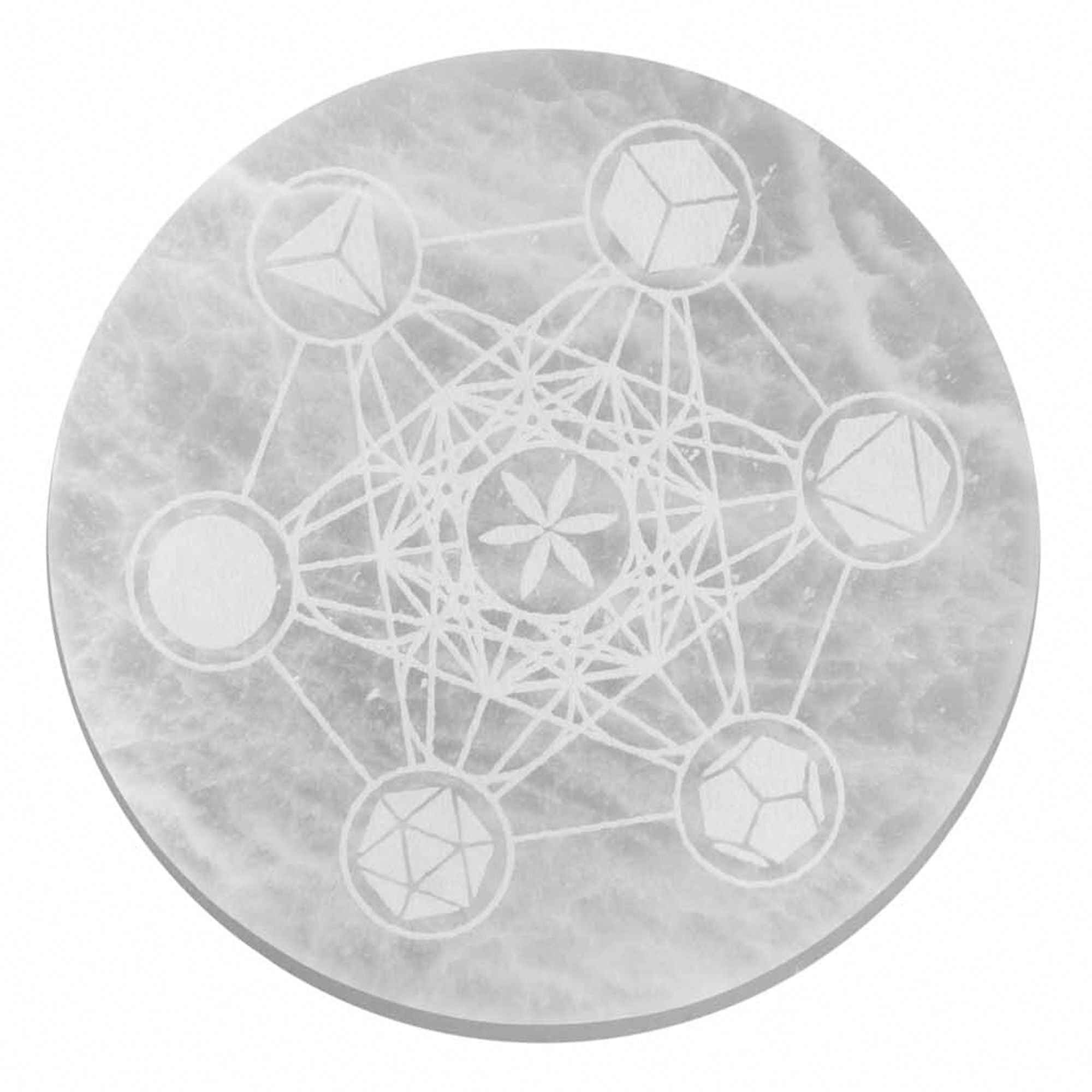 Plaque en selenite avec geometrie sacree pour harmonisation energetique purification et elevation vibratoire