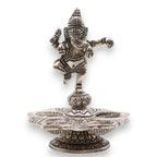 porte-encens ganesha dansant en métal avec base décorative pour cônes d’encens et rituel spirituel