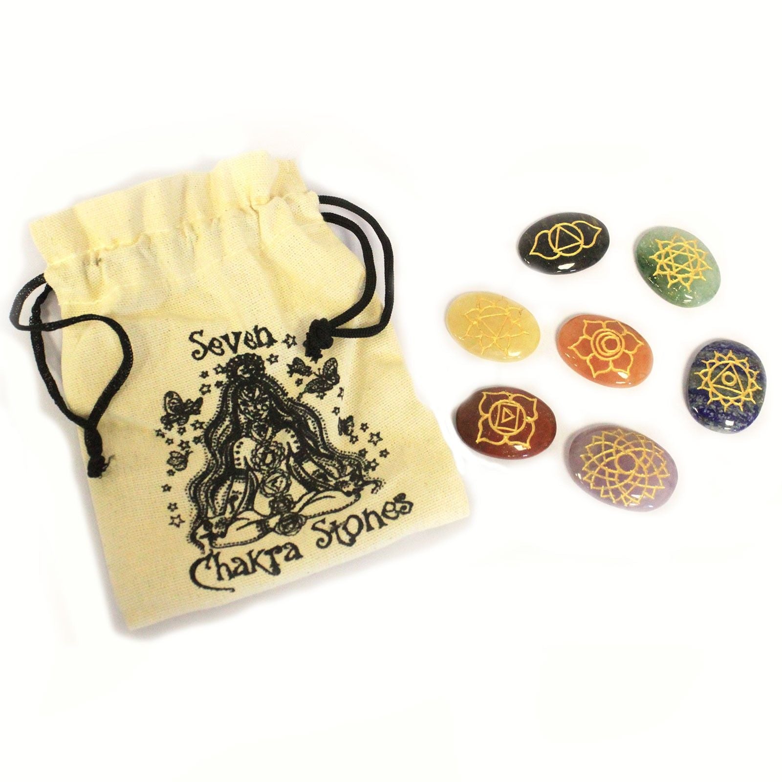 set complet de pierres chakra en sodalite avec pochon, kit énergétique pour méditation et bien-être