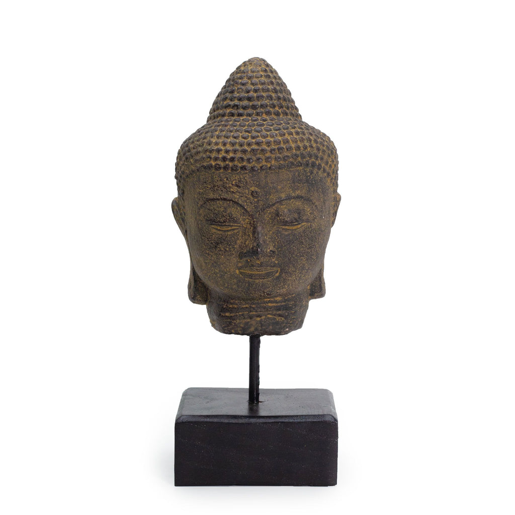 statue tete bouddha foncee decoration zen serenite interieur