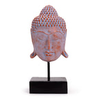 statue tete bouddha bleue cuivre sur socle decoration zen serenite