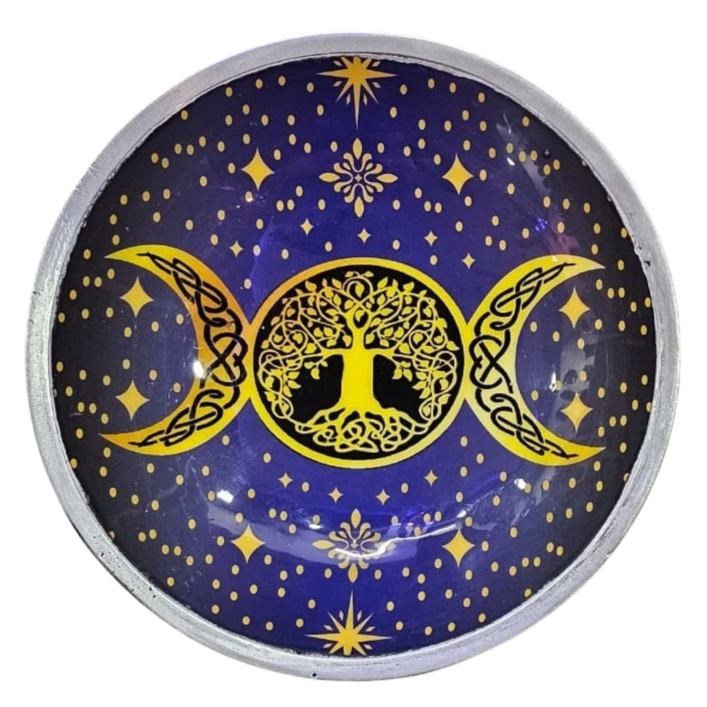 assiette rituelle triple lune vue dessus symbole lunaire decoration spirituelle autel