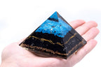 Pyramide Orgonite Turquoise & Tourmaline Noire | Décoration Zen 70 mm