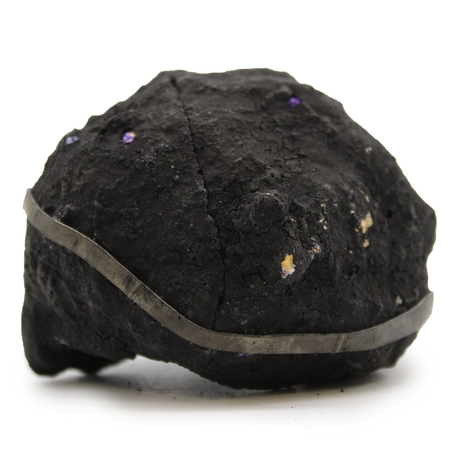 Géode Calcite Colorée Roche Noire | Violet Intense & Décoration Zen