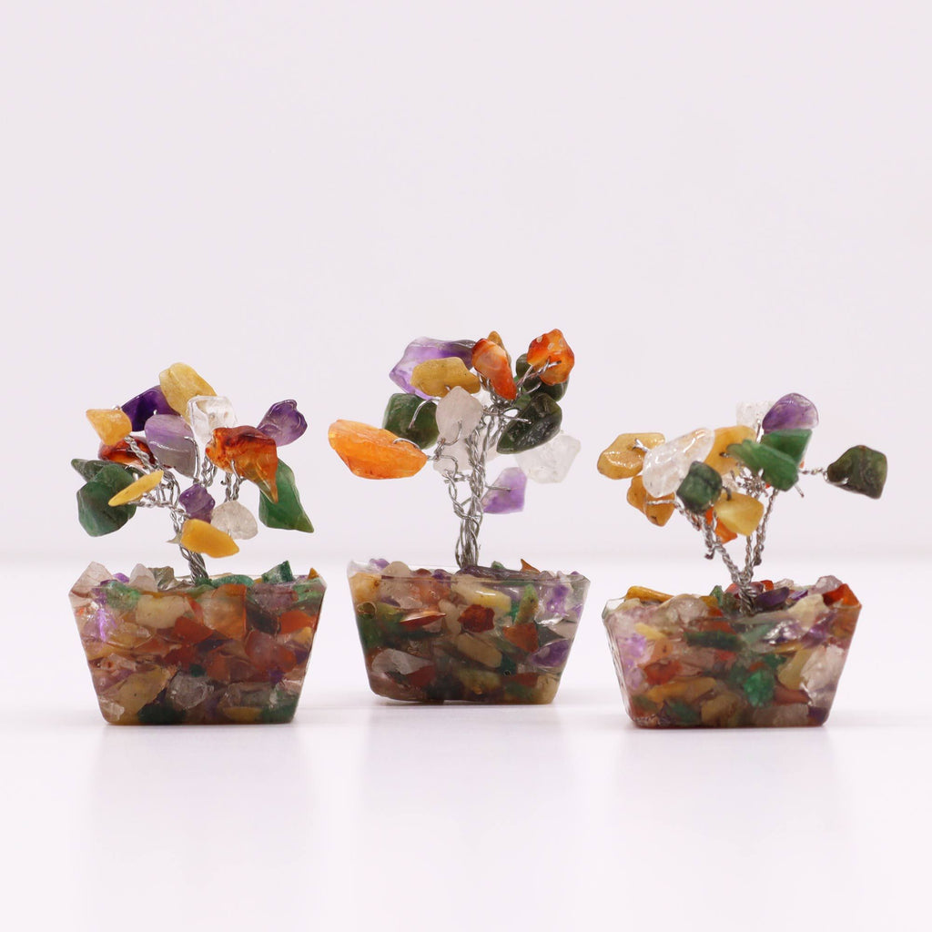 Arbre de Pierres Précieuses Mini | Base Orgonite & Multi-Pierres
