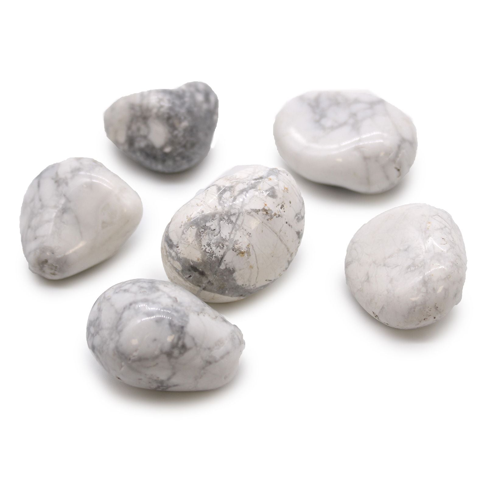 Pierres Roulées Howlite Blanche | Lot de 6 Grandes Pierres Naturelles