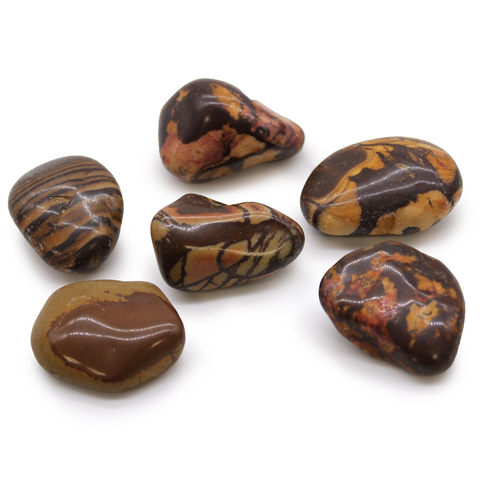 Pierres Roulées Jaspe Nguni Africain | Lot de 6 Grandes Pierres Naturelles