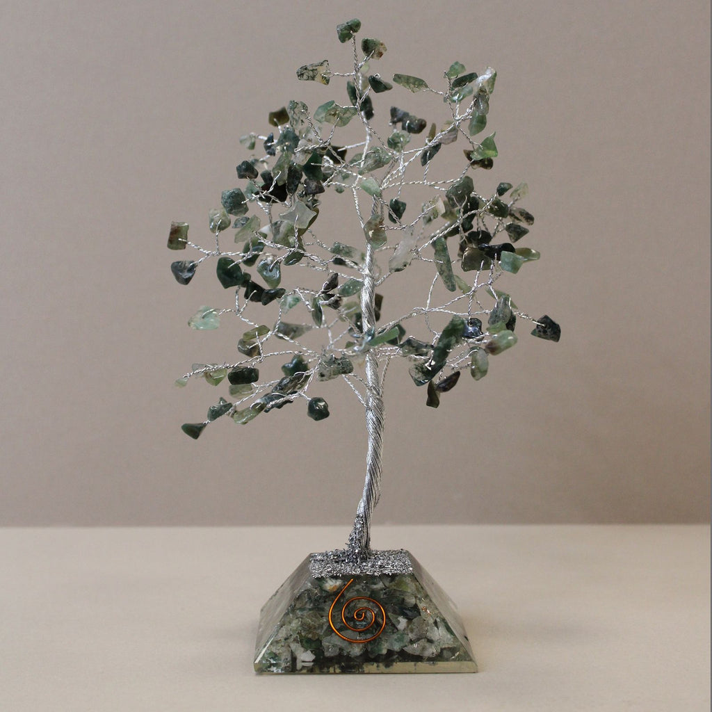 Arbre de Pierres Agate Mousse & Orgonite | Décoration Zen 160 Pierres