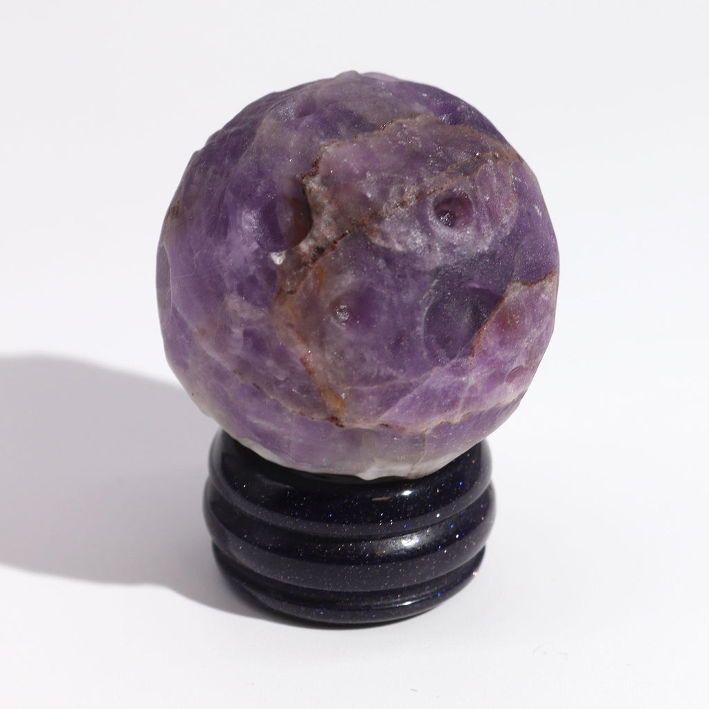 Sphère Améthyste naturelle 40mm | Socle Goldstone scintillant