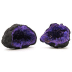 Géode Calcite Colorée Pierre Noire | Décoration Bleue Unique