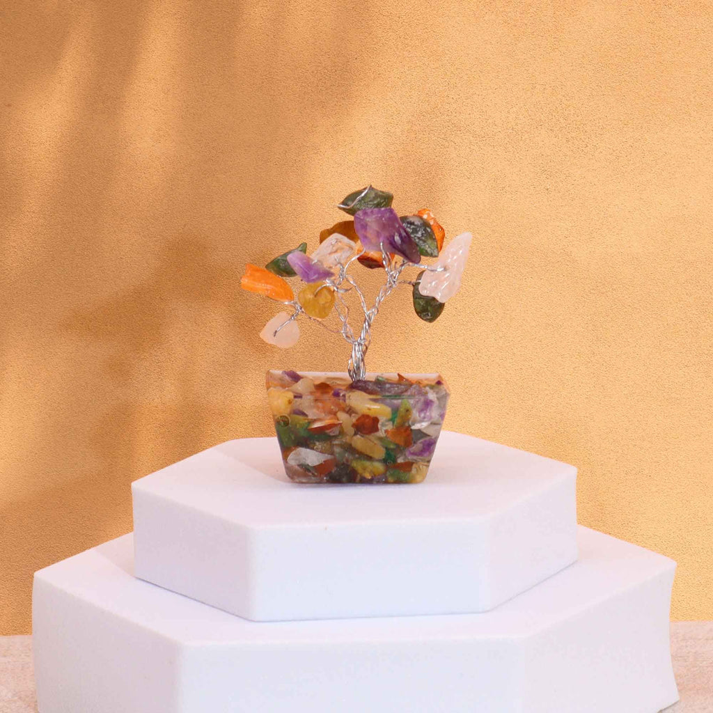 Arbre de Pierres Précieuses Mini | Base Orgonite & Multi-Pierres