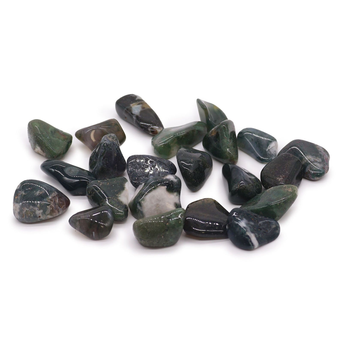 Pierres Roulées Agate Mousse Verte | Lot de 24 pierres naturelles zen