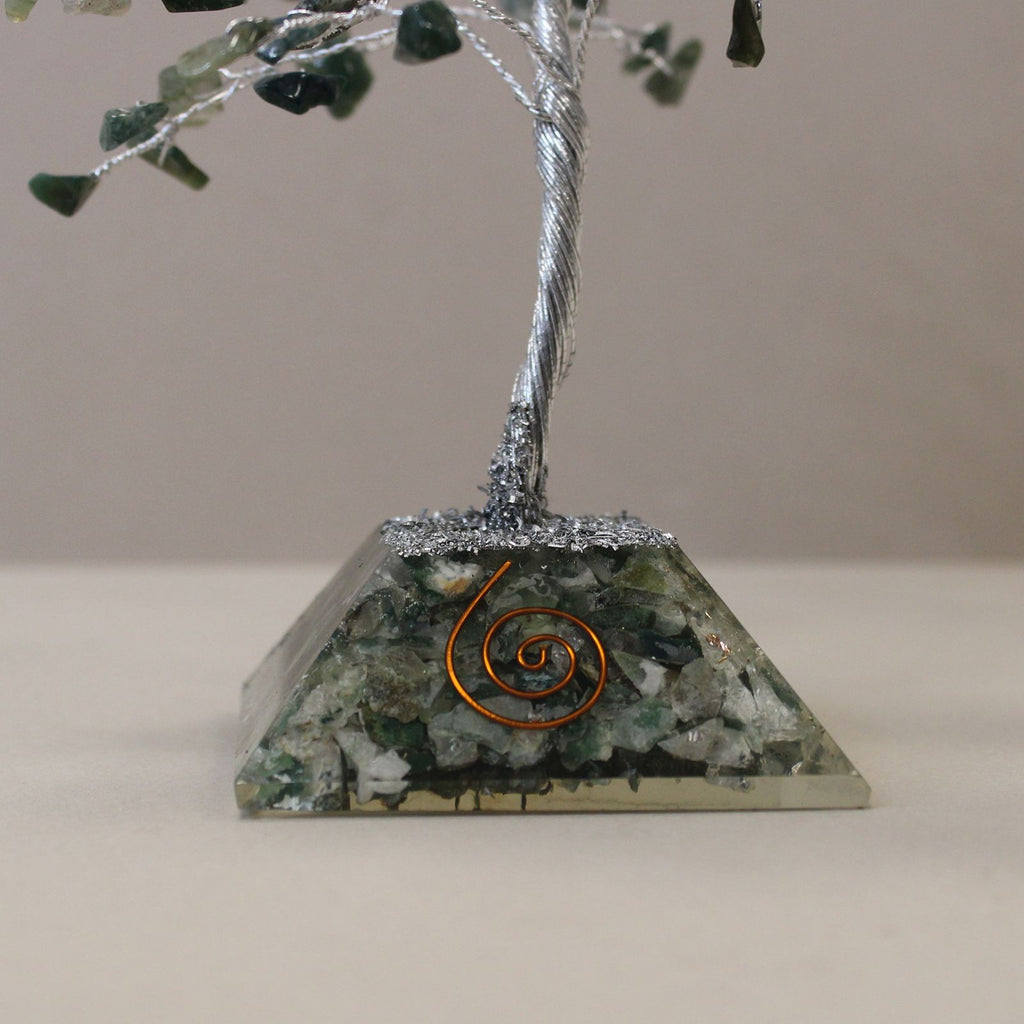 Arbre de Pierres Agate Mousse & Orgonite | Décoration Zen 160 Pierres
