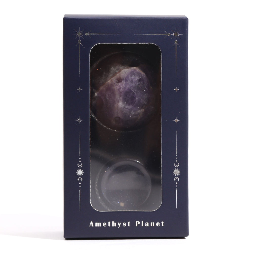 Sphère Améthyste naturelle 40mm | Socle Goldstone scintillant