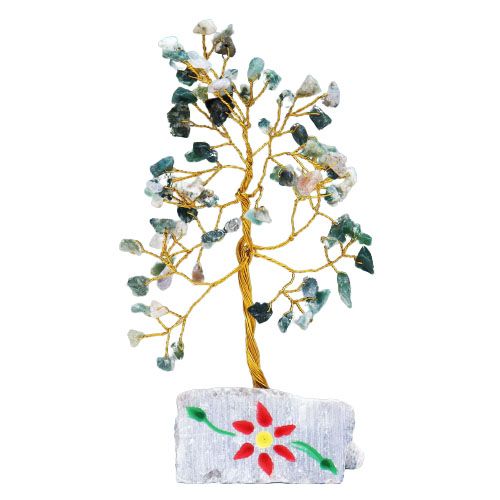 Arbre de Pierres Agate Mousse | Décoration Zen 80 Pierres Naturelles