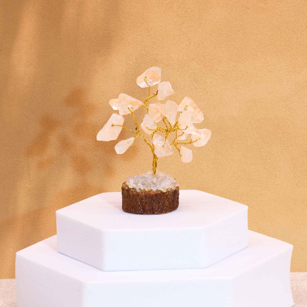 Arbre de Pierres Quartz Cristal Mini | Décoration Zen sur Socle Bois