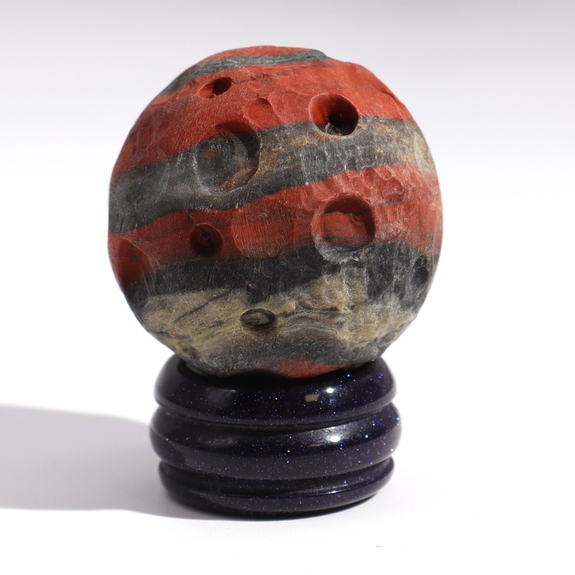 Sphère Jaspe Rouge sur Socle Goldstone | Décoration Zen 40mm
