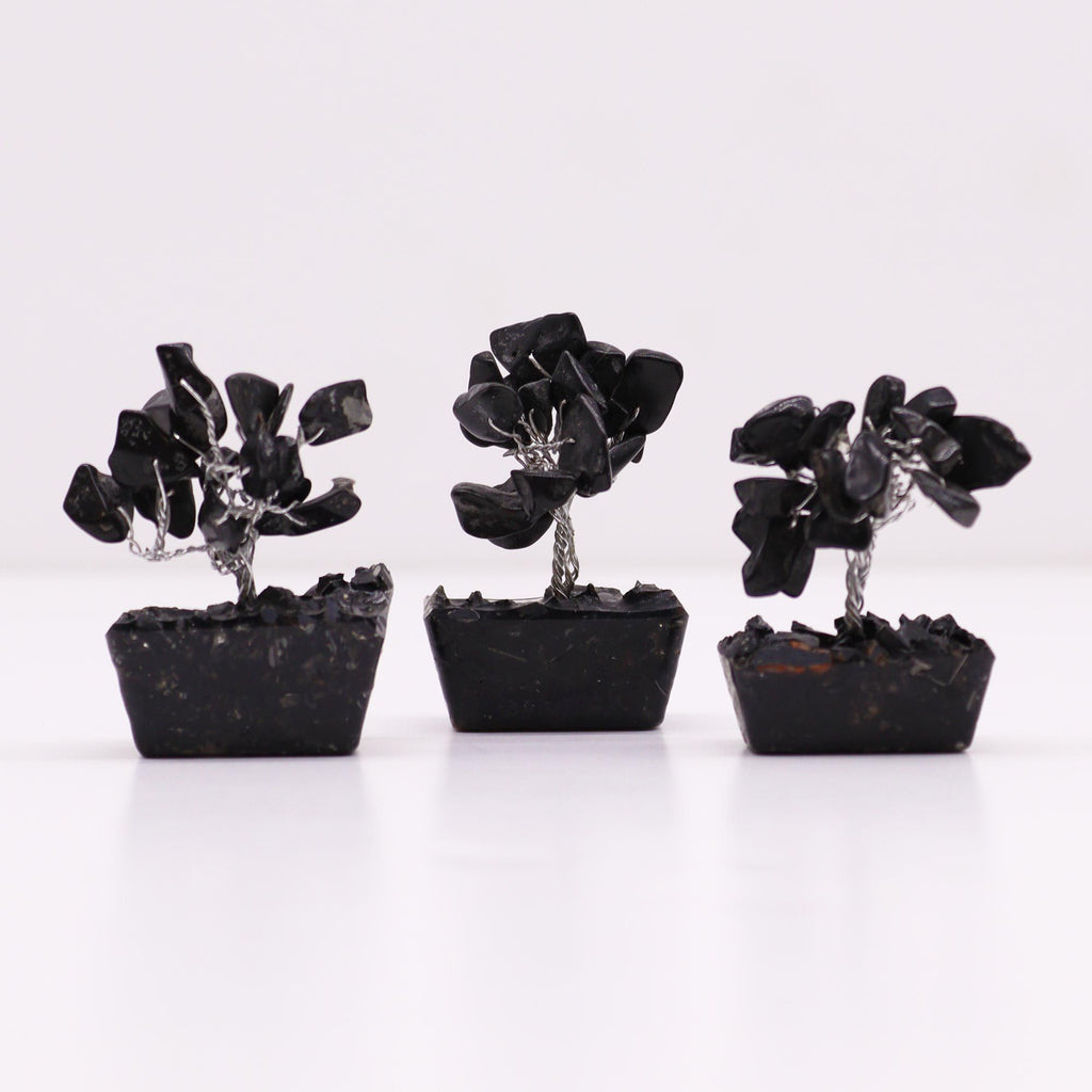 Arbre de Pierres Agate Noire sur Base Orgonite | Décoration Zen