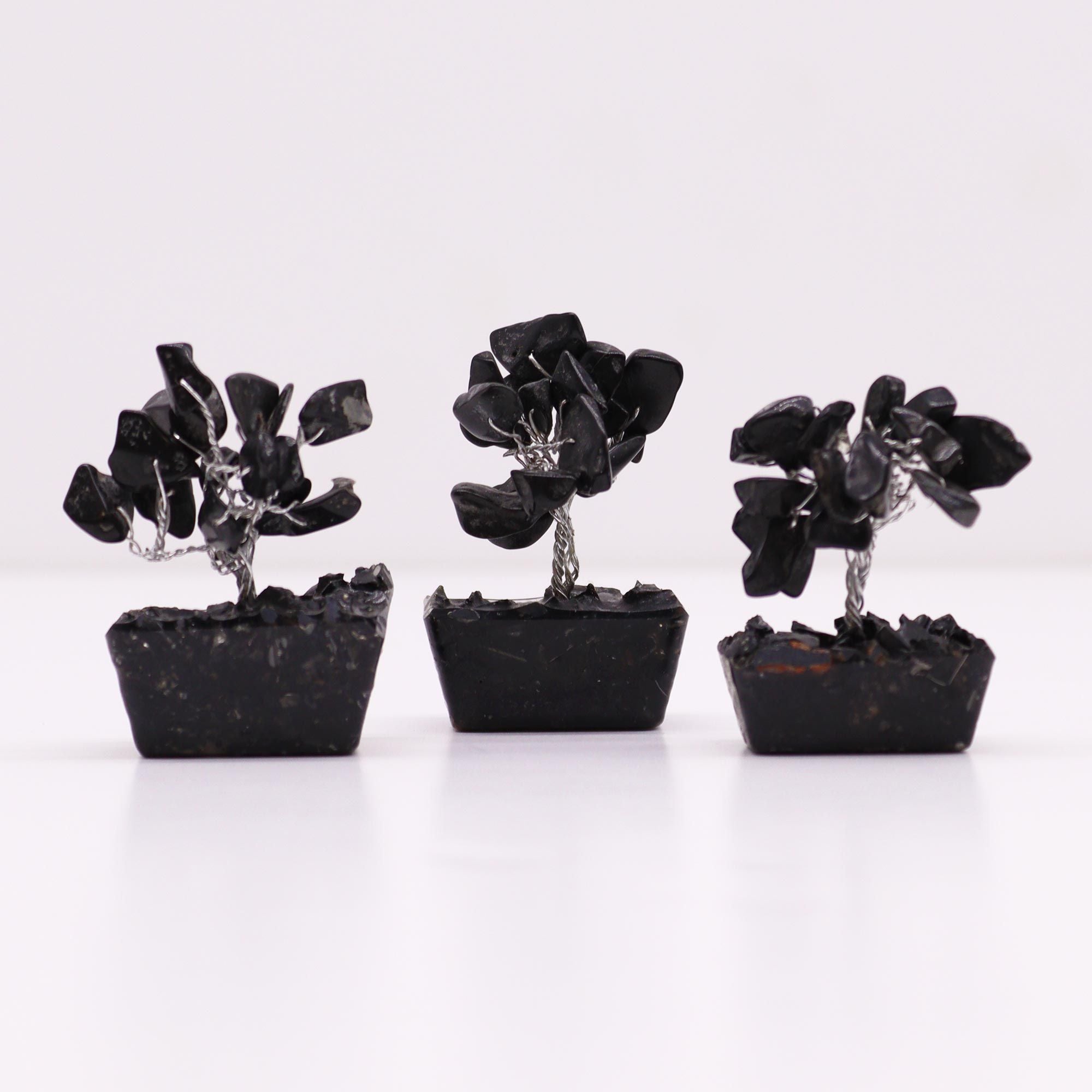 Arbre de Pierres Agate Noire sur Base Orgonite | Décoration Zen